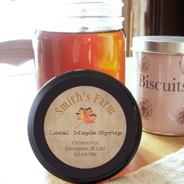 Adesivo Redondo Faux Leaf Cutout Maple Xarope Round Sticker (Criador carregado)