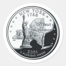 Adesivo Redondo Faux New York State Quarter Sticker