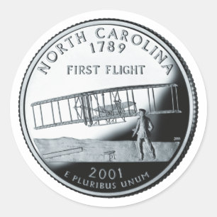 Adesivo Redondo Faux North Carolina State Quarter