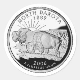 Adesivo Redondo Faux North Dakota State Quarter