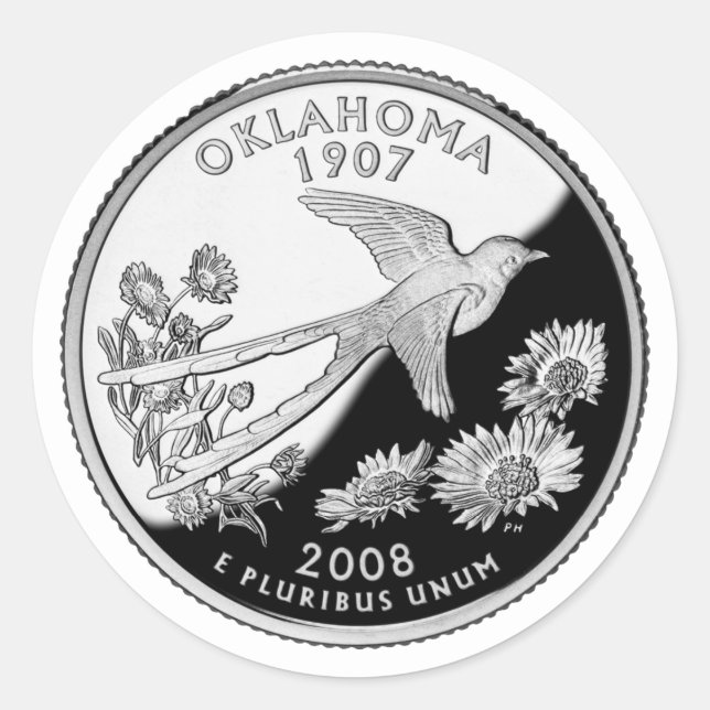 Adesivo Redondo Faux Oklahoma State Quarter (Frente)