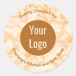 Adesivo Redondo Faux Orange Marble