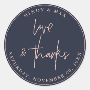 ADESIVO REDONDO FAUX ROSA DOURADO LOVE+OBRIGADO ASSINATURA SCRIPT