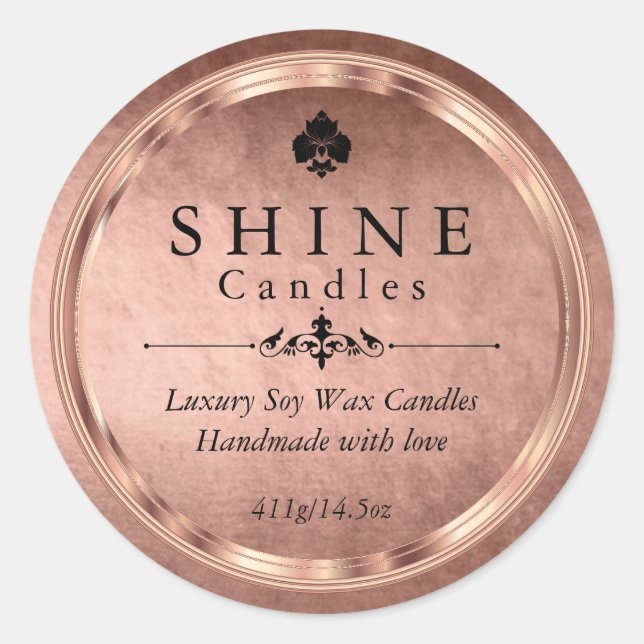 Adesivo Redondo Faux Rosa Gold Foil (Frente)