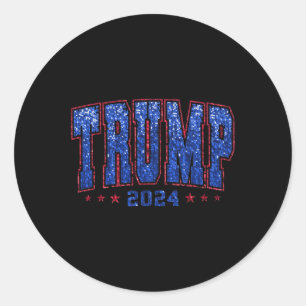 Adesivo Redondo Faux Sequins Trump 2024 Presidente Make America Tr