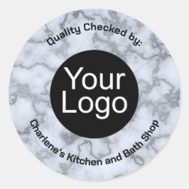 Adesivo Redondo Faux Silver Cinza Marble