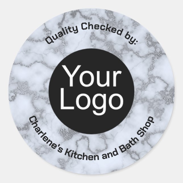 Adesivo Redondo Faux Silver Cinza Marble (Frente)