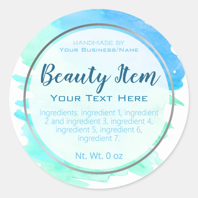 Adesivo Redondo Faux Silver Foil Handmade Skine Care Business (Frente)