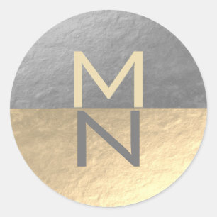 Adesivo Redondo Faux Silver & Gold Foil Semi Circle Logotipo comer