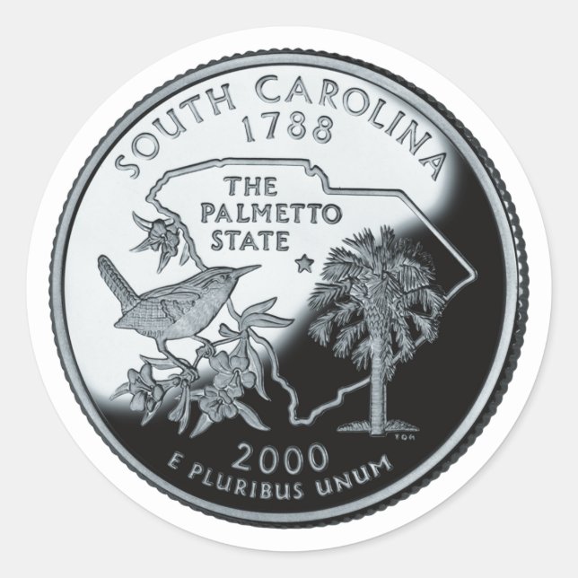 Adesivo Redondo Faux South Carolina State Quarter (Frente)