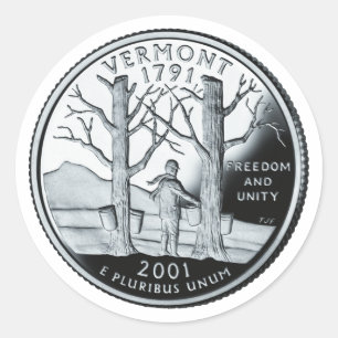 Adesivo Redondo Faux Vermont State Quarter