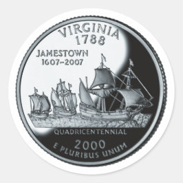 Adesivo Redondo Faux Virginia State Quarter