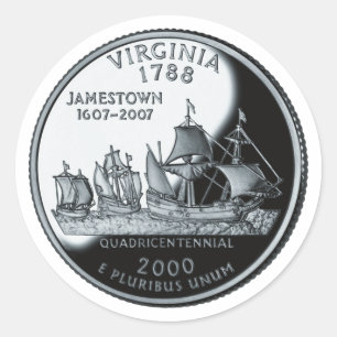 Adesivo Redondo Faux Virginia State Quarter
