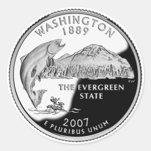 Adesivo Redondo Faux Washington State Quarter (Frente)
