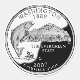 Adesivo Redondo Faux Washington State Quarter