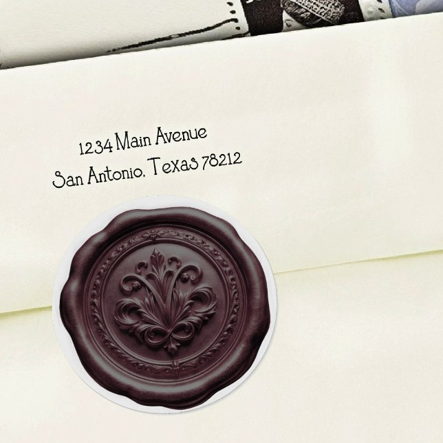 Adesivo Redondo Faux Wax Envelope Seal Style 4 Dark Chocolate (Criador carregado)