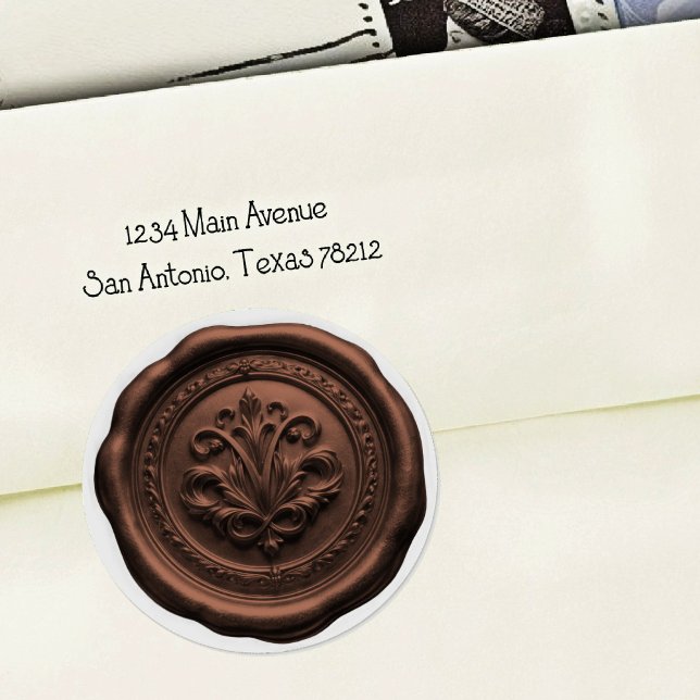 Adesivo Redondo Faux Wax Envelope Seal Style 4 Milk Chocolate (Criador carregado)