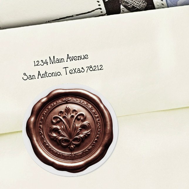 Adesivo Redondo Faux Wax Envelope Seal Style 4 Milk Chocolate 2 (Criador carregado)