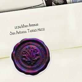 Adesivo Redondo Faux Wax Envelope Seal Style 4 Purple 20 Sticker