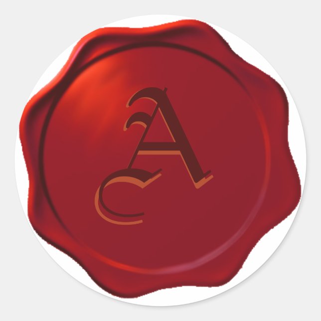 Adesivo Redondo Faux Wax Seal 2 com sua escolha inicial! (Frente)