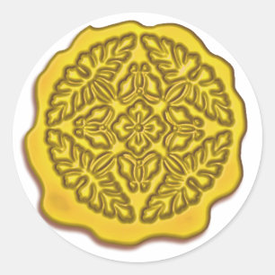 Adesivo Redondo Faux Wax Seal, amarelo