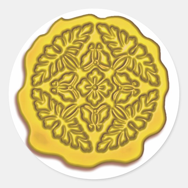 Adesivo Redondo Faux Wax Seal, amarelo (Frente)