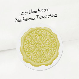 Adesivo Redondo Faux Wax Seal, Butter Yellow