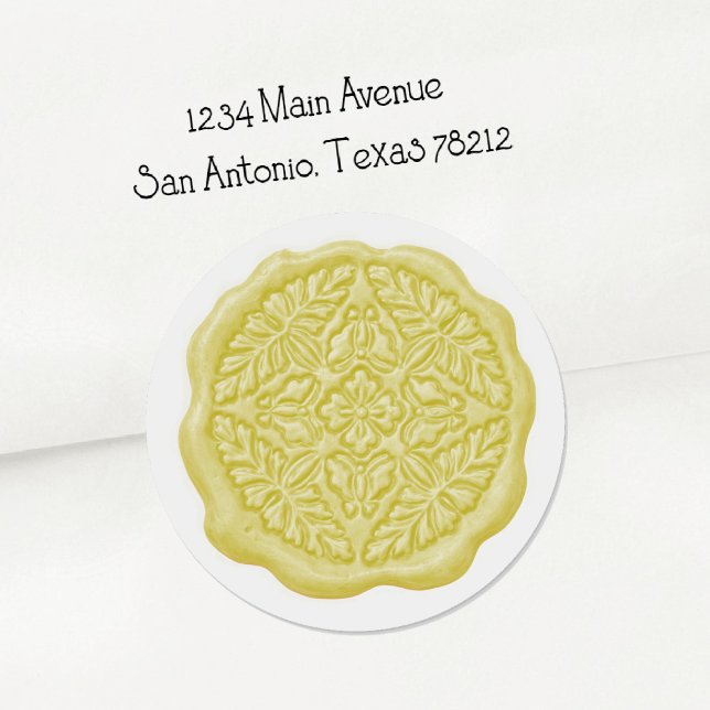 Adesivo Redondo Faux Wax Seal, Butter Yellow (Criador carregado)