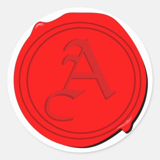 Adesivo Redondo Faux Wax Seal com sua escolha inicial! (Frente)