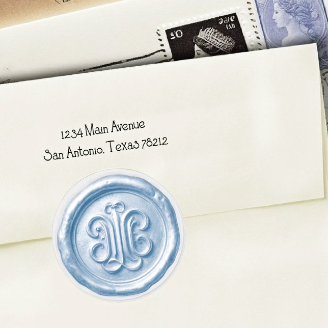 Adesivo Redondo Faux Wax Seal Deep Impression Blue (Criador carregado)