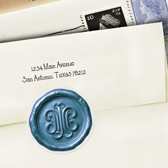 Adesivo Redondo Faux Wax Seal Deep Impression Blue 2 (Criador carregado)