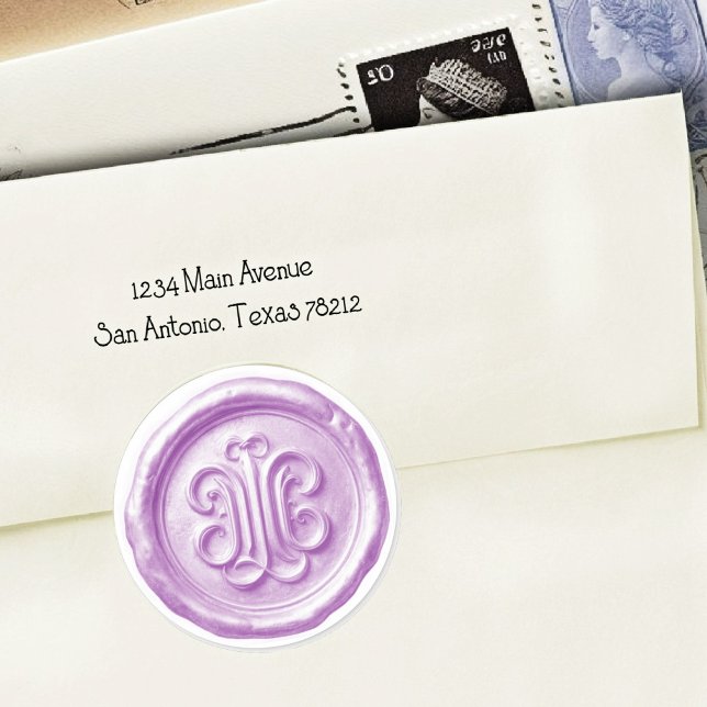Adesivo Redondo Faux Wax Seal Deep Impression Light Purple (Criador carregado)