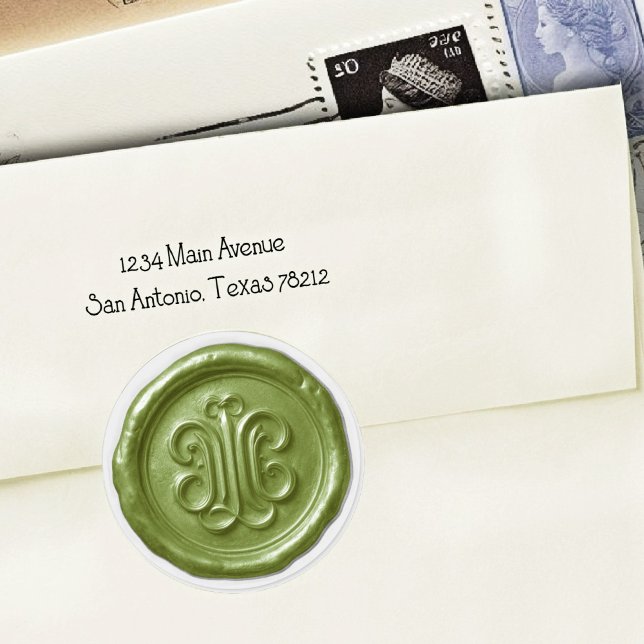 Adesivo Redondo Faux Wax Seal Deep Impression Olive Green (Criador carregado)