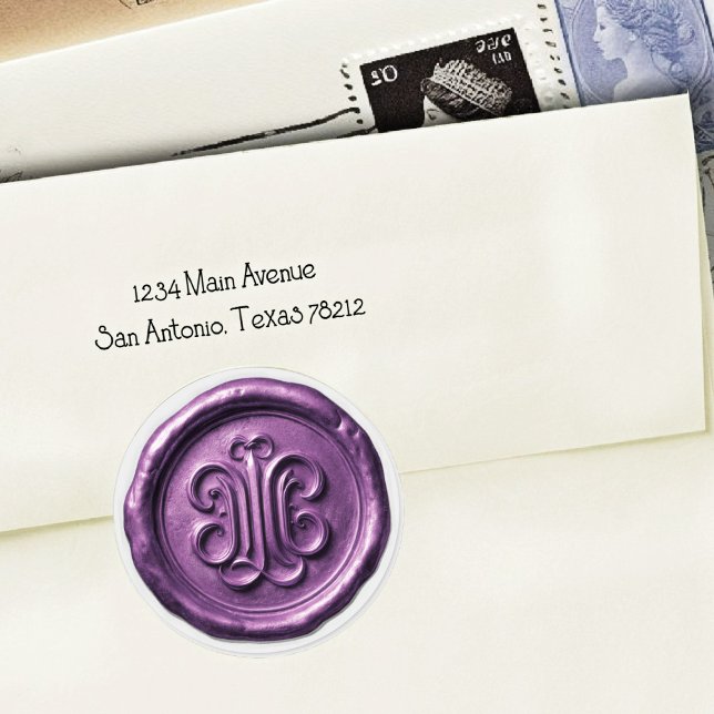 Adesivo Redondo Faux Wax Seal Deep Impression Purple 2 (Criador carregado)