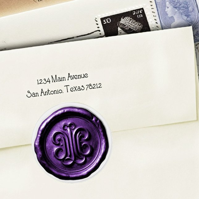 Adesivo Redondo Faux Wax Seal Deep Impression Purple 3 (Criador carregado)