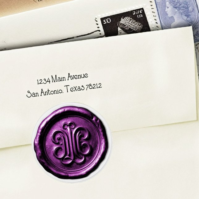 Adesivo Redondo Faux Wax Seal Deep Impression Purple 4 (Criador carregado)