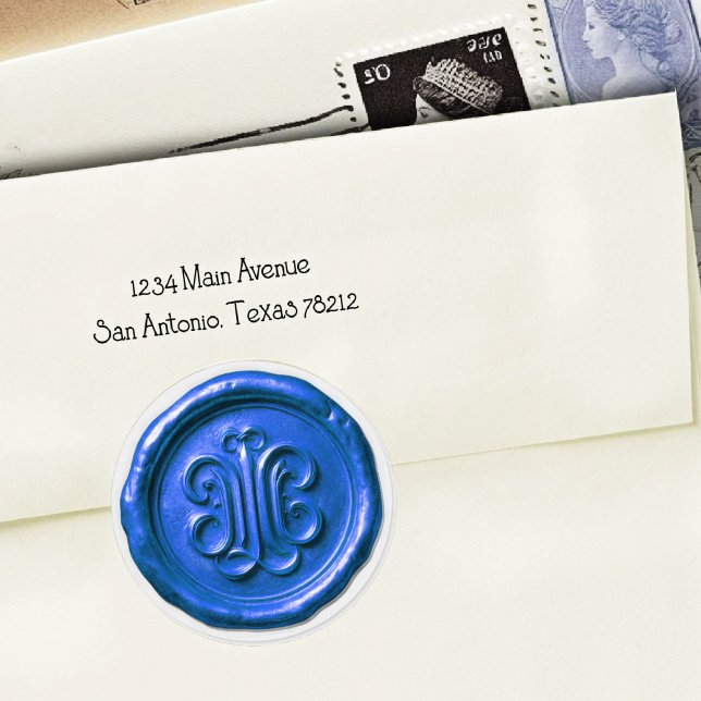 Adesivo Redondo Faux Wax Seal Deep Impression True Blue (Criador carregado)