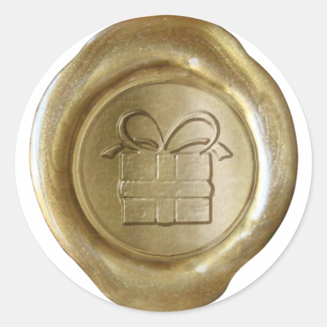 Adesivo Redondo Faux Wax Seal - Dourado - GIFT (Frente)