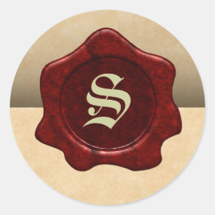 Adesivo Redondo Faux Wax Seal e Gótico de Vintage
