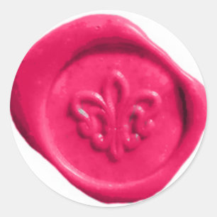 Adesivo Redondo Faux Wax Seal em rosa