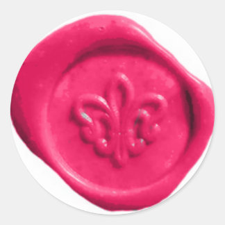 Adesivo Redondo Faux Wax Seal em rosa