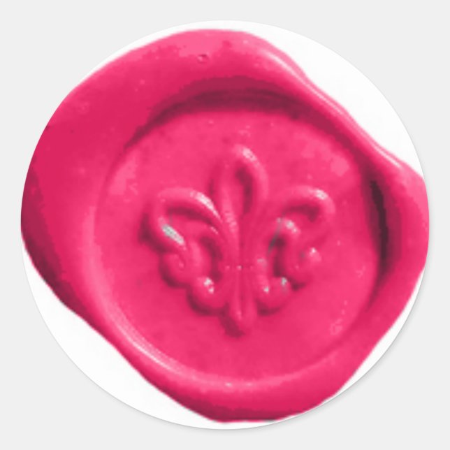 Adesivo Redondo Faux Wax Seal em rosa (Frente)