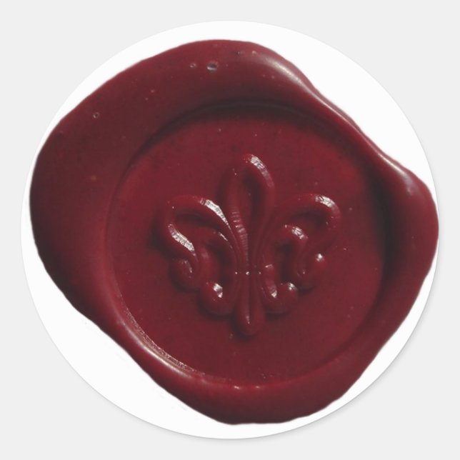 Adesivo Redondo Faux Wax Seal em Vermelho (Frente)