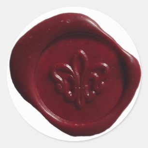 Adesivo Redondo Faux Wax Seal em Vermelho