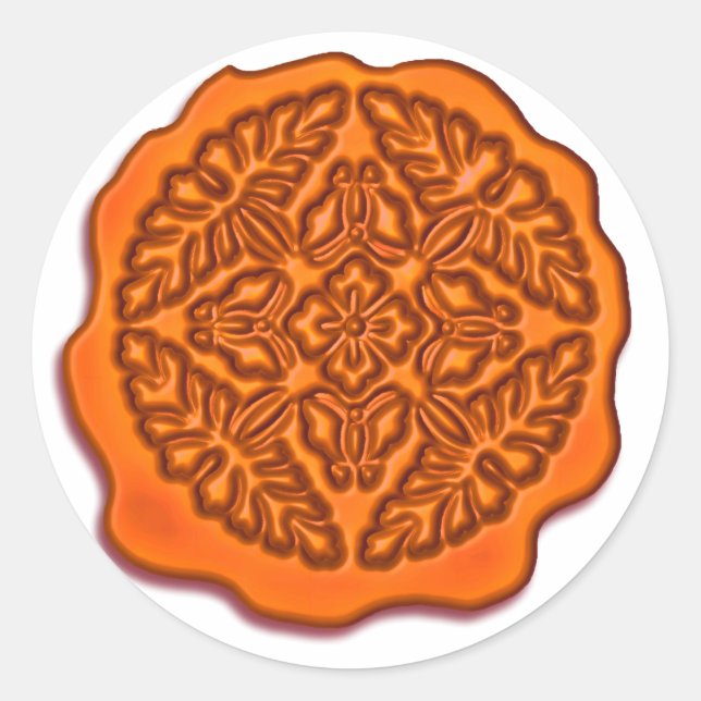 Adesivo Redondo Faux Wax Seal, Laranja (Frente)