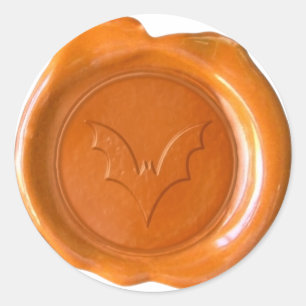 Adesivo Redondo Faux Wax Seal - Laranja - BAT 01