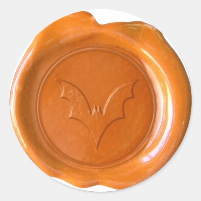 Adesivo Redondo Faux Wax Seal - Laranja - BAT 01 (Frente)