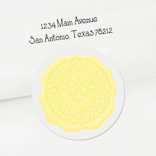 Adesivo Redondo Faux Wax Seal, Lemon Yellow (Criador carregado)