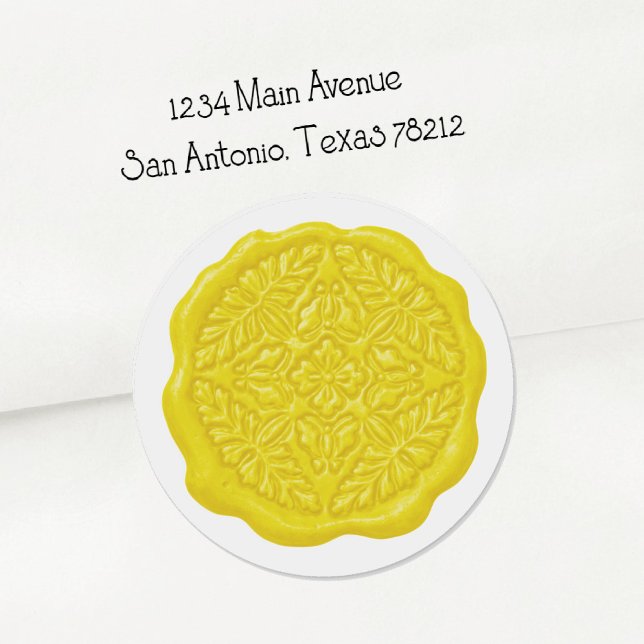 Adesivo Redondo Faux Wax Seal, Lemony Yellow (Criador carregado)