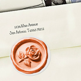 Adesivo Redondo Faux Wax Seal Peach Rose 2 Deep Impression